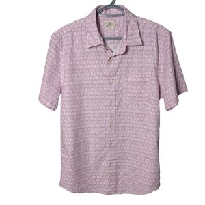 Faherty Men's Short Sleeve Breeze Shirt Mauve Pacific Tile Size M Hemp/Lyocell